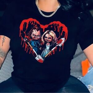 Black and red Chucky and Tiffany Homies tee #Horror #Chucky

Size XL
